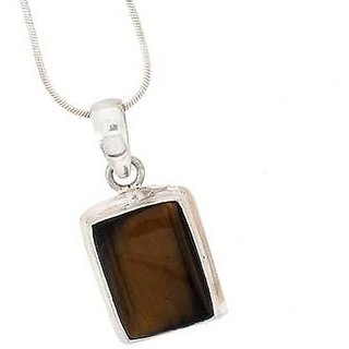 Natural Stone Tiger's Eye 5.25 Carat(5.83 Ratti) Gemstone Silver Finger Pendant Unheated & Effective Stone Tiger's Eye Pendant For Unisex