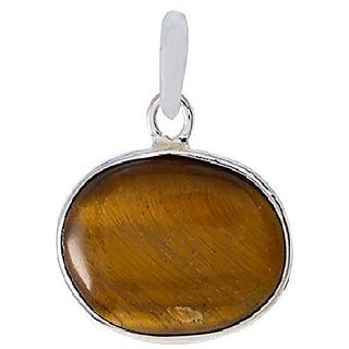 Ceylonmine- Precious 5.25 Ratti Original Certified Tiger Stone Tiger's Eye Adjustable Pure 9.25 Silver Pendant Lab Certified & Effective Stone Pendant For Unisex