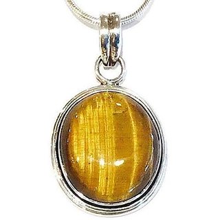 Natural Stone Tiger's Eye 5.25 Carat(5.83 Ratti) Gemstone 92.5 Sterling Silver Pendant Unheated & Effective Stone Tiger's Eye Pendant For Unisex