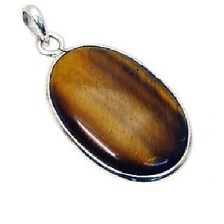                       Ceylonmine- Lab Certified 100% Natural Tiger's Eye Adjustable Silver Pendant 6.25 Ratti Original Precious Gemstone Unheated And Untreated Rashi Ratna Pendant Men And Women                                              
