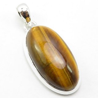 Natural Stone Tiger's Eye 5.25 Carat(5.83 Ratti) Gemstone Silver Pendant Unheated & Effective Stone Tiger's Eye Pendant For Unisex