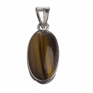                       Ceylonmine- Precious 5.00 Carat Original Certified Tiger Stone Tiger's Eye Adjustable Pure 9.25 Silver Pendant Lab Certified & Effective Stone Pendant For Unisex                                              