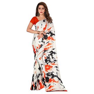                       SVB Sarees Women's Multicolor Crepe With Blouse Saree                                              