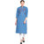 Rocca Women Embroidered Straight Fit Denim Kurti  (Light Blue)