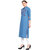 Rocca Women Embroidered Straight Fit Denim Kurti  (Light Blue)