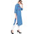 Rocca Women Embroidered Straight Fit Denim Kurti  (Light Blue)