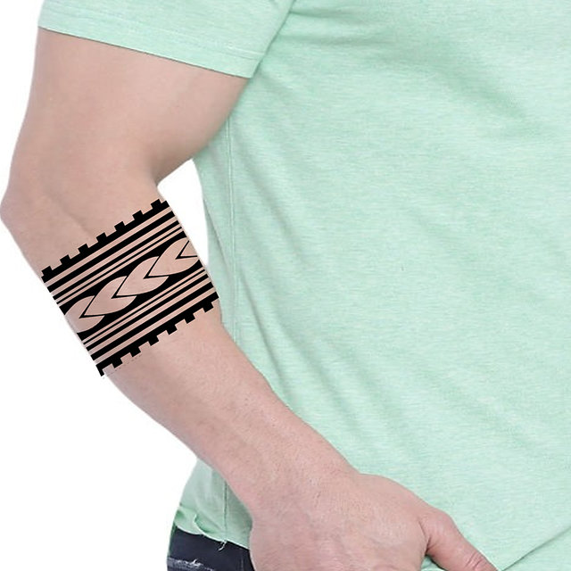 Black Full Arm Round Arrow Hand Band Waterproof Temporary Tattoo For Boys  Girls : Amazon.in: Beauty