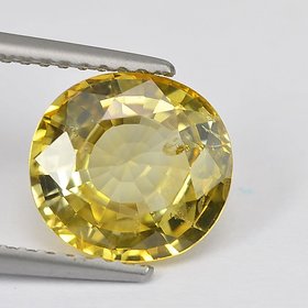 natural Yellow Sapphire stone 9.00 ratti original & lab certified gemstone green pushkaraj for unisex by Ceylonmine