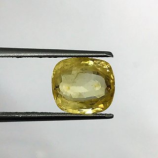                       CEYLONMINE Natural yellow sapphire stone pushkaraj 9.00 ratti original & unheated gemstone push raja for unisex                                              