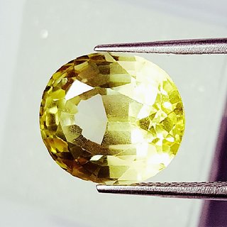                       Ceylonmine 6.5 ratti green pushkaraj gemstone original & natural Yellow Sapphire stone for unisex                                              