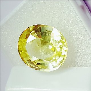                       Yellow Sapphire stone unheated  untreated pushkaraj gemstone 9.25 ratti for unisex by Ceylonmine                                              