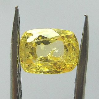                       CEYLONMINE Natural yellow sapphire stone pushkaraj 9.00 ratti original & unheated gemstone push raja for unisex                                              