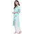 Rocca Women Floral Print Straight Fit Rayon Kurta (Turquoise)