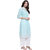 Rocca Women Cotton Kurta and Palazzo Set (Turquoise, White)
