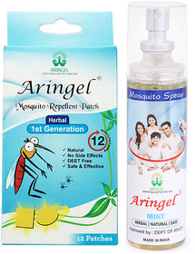 Aringel Mosquito Repellent Patch First  Generation  (Pack of 12 Pcs) + Aringel Mosquito Repellent Spray (mint)