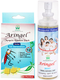 Aringel Mosquito Repellent Patch First  Generation  (Pack of 20 Pcs) + Aringel Mosquito Repellent Spray (mint)