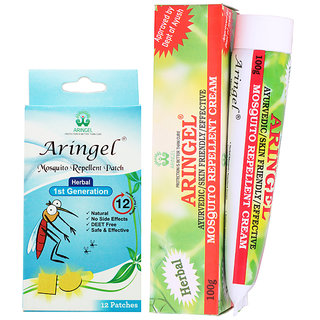 Aringel Mosquito Repellent Patch First  Generation  (Pack of 12 Pcs) + Aringel Mosquito Repellent Cream