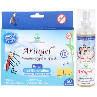 Aringel Mosquito Repellent Patch First  Generation  (Pack of 50 Pcs) + Aringel Mosquito Repellent Spray (mint)