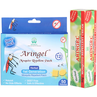 Aringel Mosquito Repellent Patch First  Generation  (Pack of 50 Pcs) + Aringel Mosquito Repellent Cream