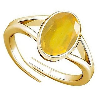                       CEYLONMINE natural Yellow Sapphire ring 8.25 ratti original & lab certified Ring pila pushkaraj for unisex                                              