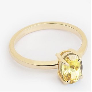                       CEYLONMINE Pila Yellow Sapphire ring original  unheated Ring 9.25 ratti pushkaraj Ring for unisex                                              