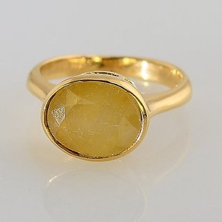                       CEYLONMINE original ring pushkaraj 8.25 ratti unheated Yellow Sapphire precious Ring for unisex                                              