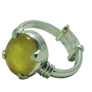                       CEYLONMINE natural Yellow Sapphire ring 8.25 ratti original  lab certified Ring pila pushkaraj for unisex                                              
