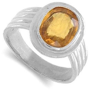                       CEYLONMINE Yellow Sapphire ring unheated  untreated pushkaraj Ring 9.25 ratti for unisex                                              