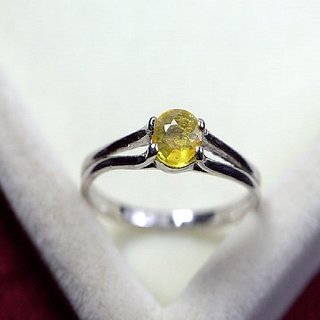                       CEYLONMINE natural Yellow Sapphire ring 8.25 ratti original & lab certified Ring pila pushkaraj for unisex                                              