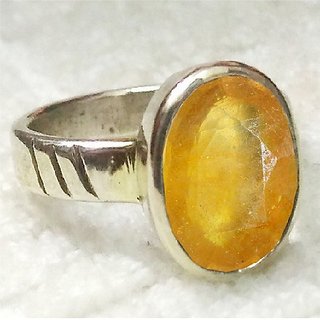                       CEYLONMINE yellow sapphire ring 9.25 ratti unheated  untreated natural push raja Ring for unisex                                              