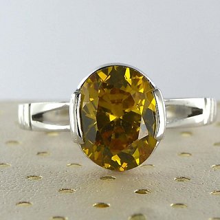                       CEYLONMINE natural Yellow Sapphire ring 8.25 ratti original  lab certified Ring pushkaraj for unisex                                              
