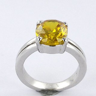                       CEYLONMINE original ring pushkaraj 8.25 ratti unheated Yellow Sapphire precious Ring for unisex                                              