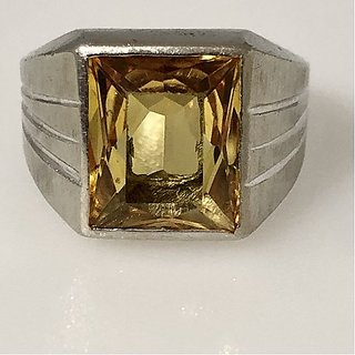                       CEYLONMINE Yellow Sapphire ring unheated  untreated pushkaraj Ring 9.25 ratti for unisex stone anguthi                                              