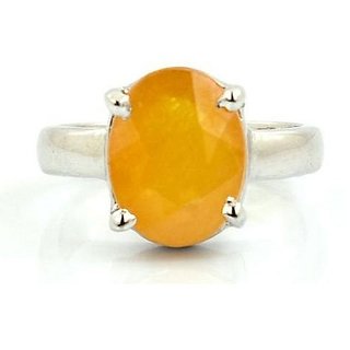                       CEYLONMINE natural Yellow Sapphire ring 8.25 ratti original & lab certified Ring pila pushkaraj for unisex                                              
