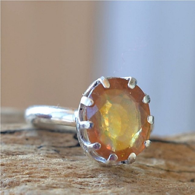 5.25 Ratti Natural Yellow Sapphire Pukhraj Gemstone Ring Gold for Women's  and Men's