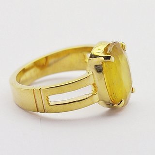                       Ceylonmine 9.00 ratti pila pushkaraj Ring original & natural Yellow Sapphire ring for unisex                                              