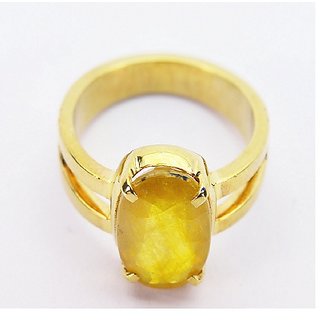                       Ceylonmine 7.25 ratti Yellow Sapphire ring original  precious ring pila pushkaraj for astrological purpose                                              