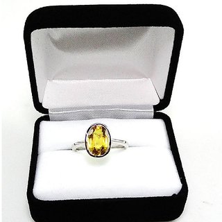                      CEYLONMINE original ring pushkaraj 7.25 ratti unheated Yellow Sapphire precious Ring for unisex                                              