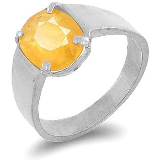                       CEYLONMINE Pila Yellow Sapphire ring original  unheated Ring 9.00 ratti pushkaraj Ring for unisex                                              