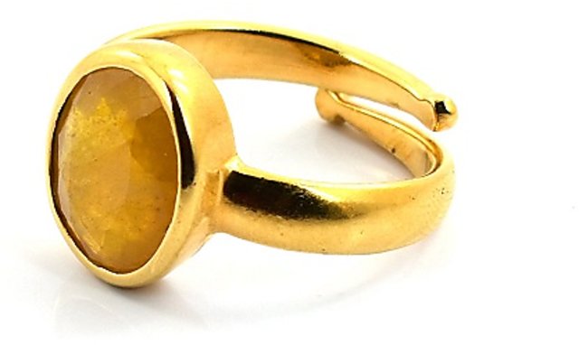 Jaipur Gemstone natural sapphire ring 7.25 ratti ( yellow sapphire )  pukhraj stone original & certified gemstone ring by Ceylonmine Copper  Sapphire Copper Plated Ring Price in India - Buy Jaipur Gemstone
