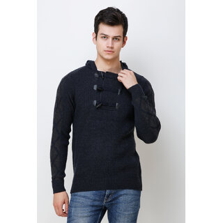 Buy Colvyn Harris Men Full Sleeves Hoodie Navy Blue Woolen Winter