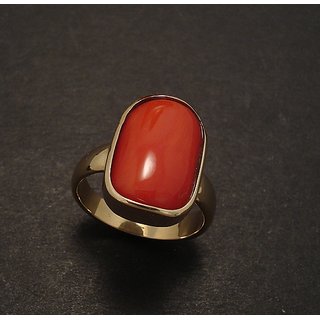                       Moonga Ring with Natural Coral 5.25 Stone Astrological  Lab Certified CEYLONMINE                                               