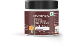 BIOAYURVEDA Licorice Anti-Blemish Face Cream  Natural and Organic  Works on Dark Spots, Pigmentation, Wrinkles, Fine Lines, Dull, Aging Skin  For Men Women and all skin types  120gm