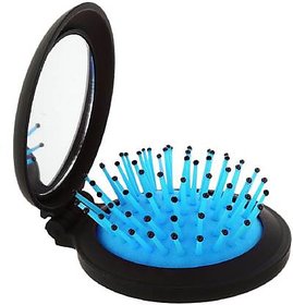 JonPrix 2 in 1 Round Folding Hair Comb Massage Brush With Mirror