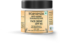 BIOAYURVEDA Anti-Ageing Sun Protective Face Cream with SPF 30(UVA/UVB) Protection,Skincare With Organic Ingredients, Fine Lines,Wrinkles, Dark Spots 120gm