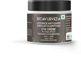 BIOAYURVEDA Licorice Dark Circles Clarifying Eye Cream  Natural  Organic Moisturizing Under Eye cream to Reduce Dark Circles, Puffiness, Wrinkles, Eye Bags, and Crows Feet  120gm
