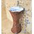 Inart Ceramic One Piece Pedestal Wash Basin Free Standing Size 16 X 16 Inch Round (Wooden White Finish)