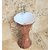 Inart Ceramic One Piece Pedestal Wash Basin Free Standing Size 16 X 16 Inch Round (Wooden White Finish)