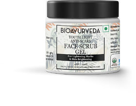 BIOAYURVEDA Youth Light Anti-Scars Face Scrub Gel Natural Exfoliator All skin types Deep pore cleansing120gm