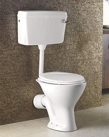 Inart Ceramic Floor Mounted European Water Closet/Western Toilet Commode/Ewc P Trap With Normal Seat Cover- White  Premium Normal Flush Flush Tank Combo